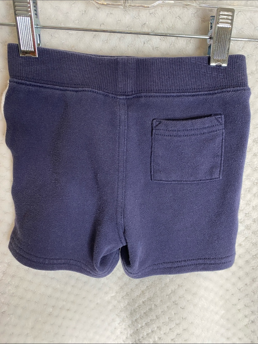 Janie and Jack Navy Blue Knit Athletic Shorts with Red & White Logo Trim - Picture 2 of 3